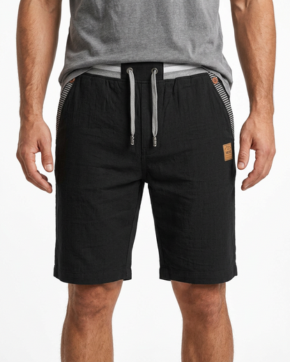 Coastal — Men's Drawstring Shorts with Leather Patch