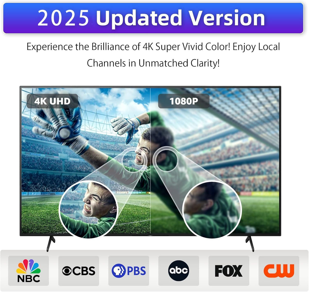 TV Antenna - Digital HD Antenna - Indoor HDTV 1080P 4K (Long Range)