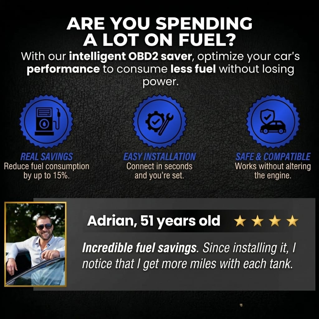 Saves 30% on fuel consumption. — Plug-and-Play Fuel Saver: Drive Further, Improve Fuel Efficiency