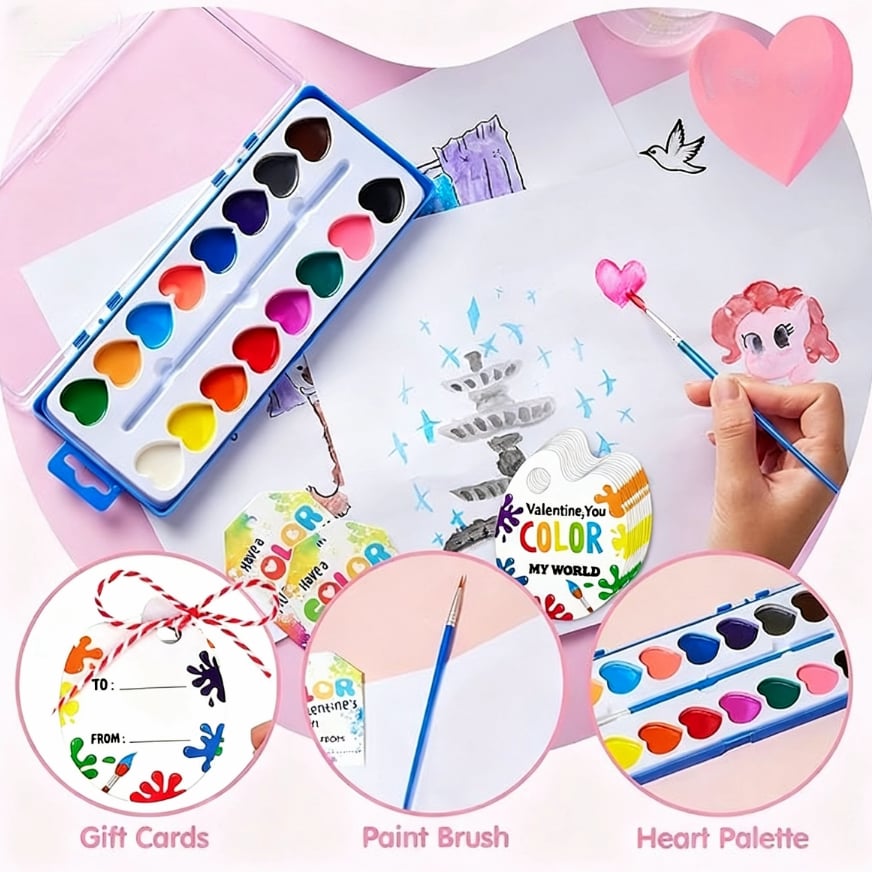 2026 Mini Watercolor Paint Set for Valentine's Day | Romantic Art Gift