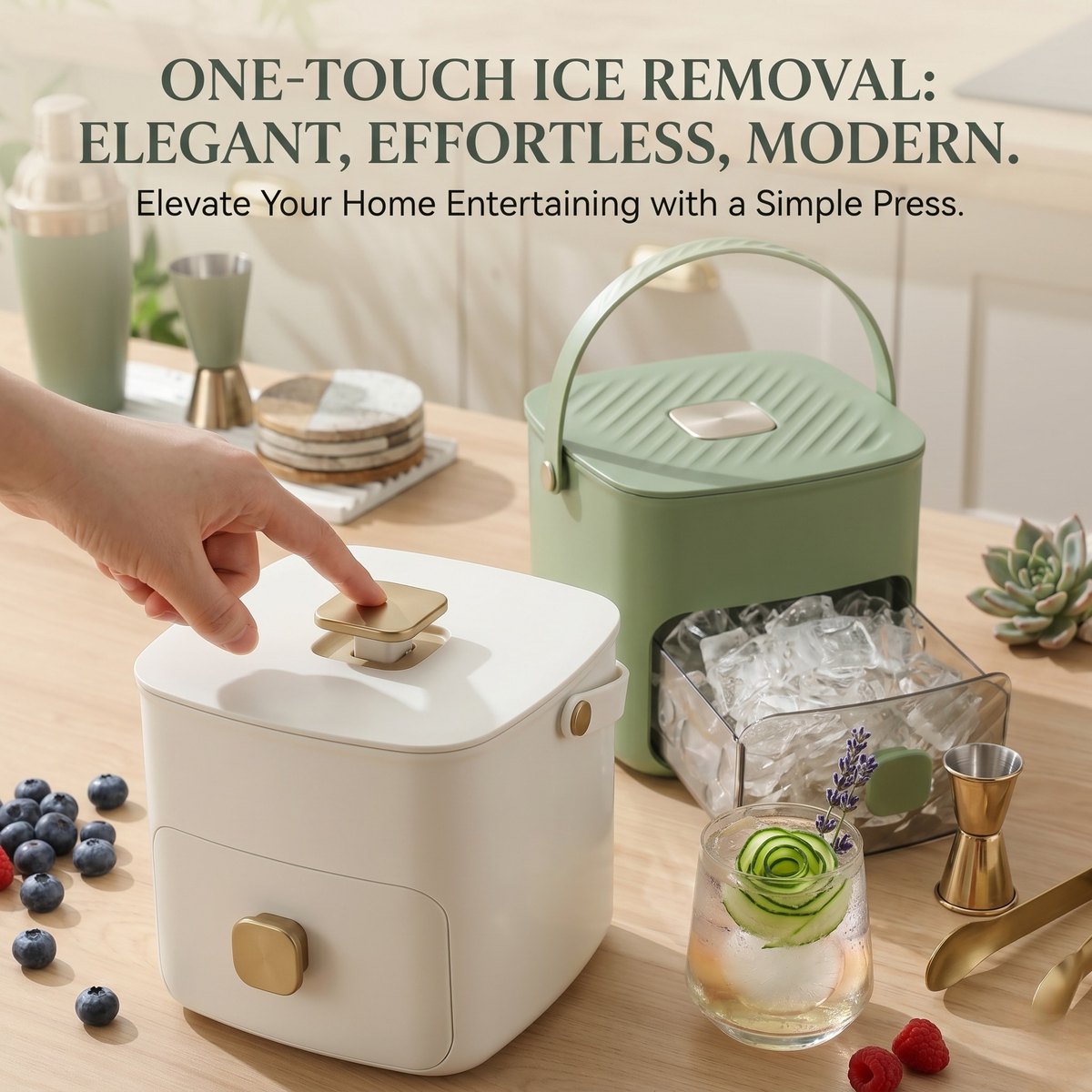 Portable Ice Maker with Lid and Storage Box (48 Cubes)