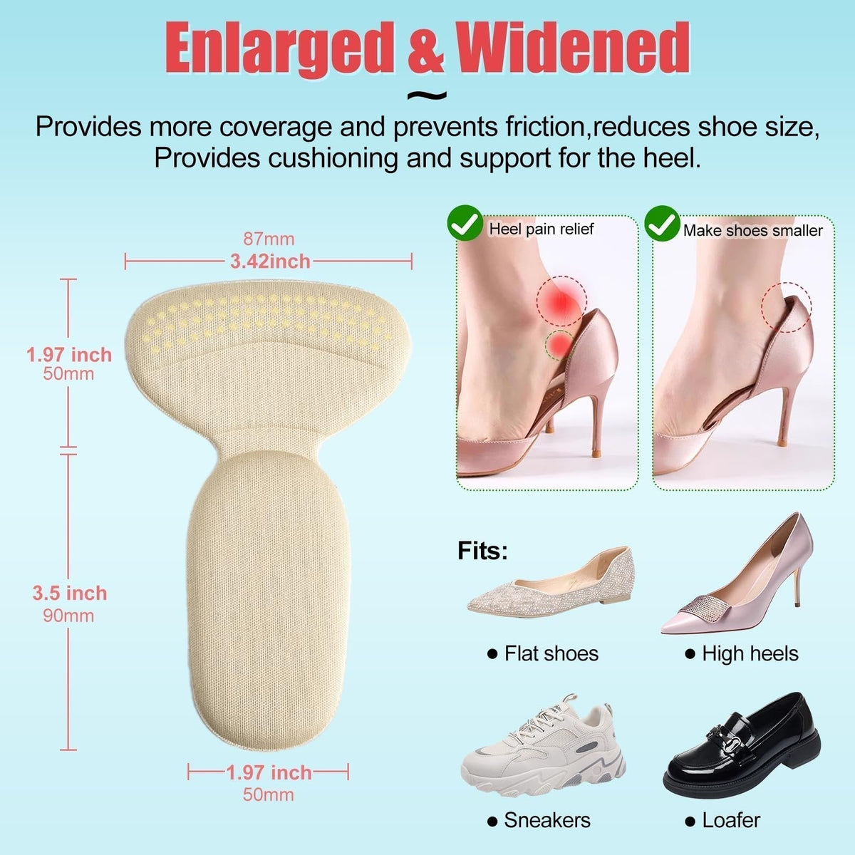 Soft Heel Cushion Pads Anti-slip Heel Protectors for Women & Men