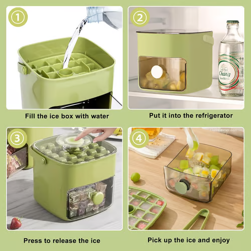 Portable Ice Maker with Lid and Storage Box (48 Cubes)