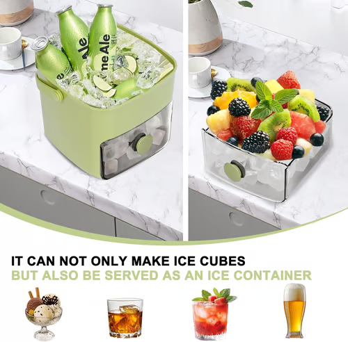Portable Ice Maker with Lid and Storage Box (48 Cubes)
