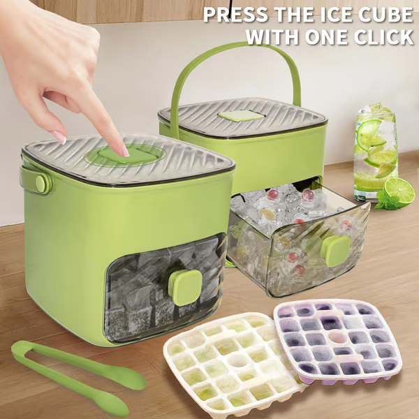 Portable Ice Maker with Lid and Storage Box (48 Cubes)