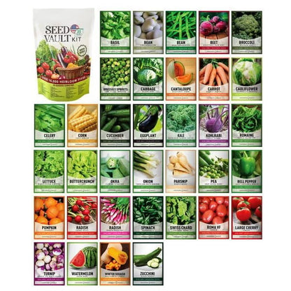 Ultimate Survival Seed Vault (16,000+ Seeds) | 35 Variety Pack|50-Year Shelf Life