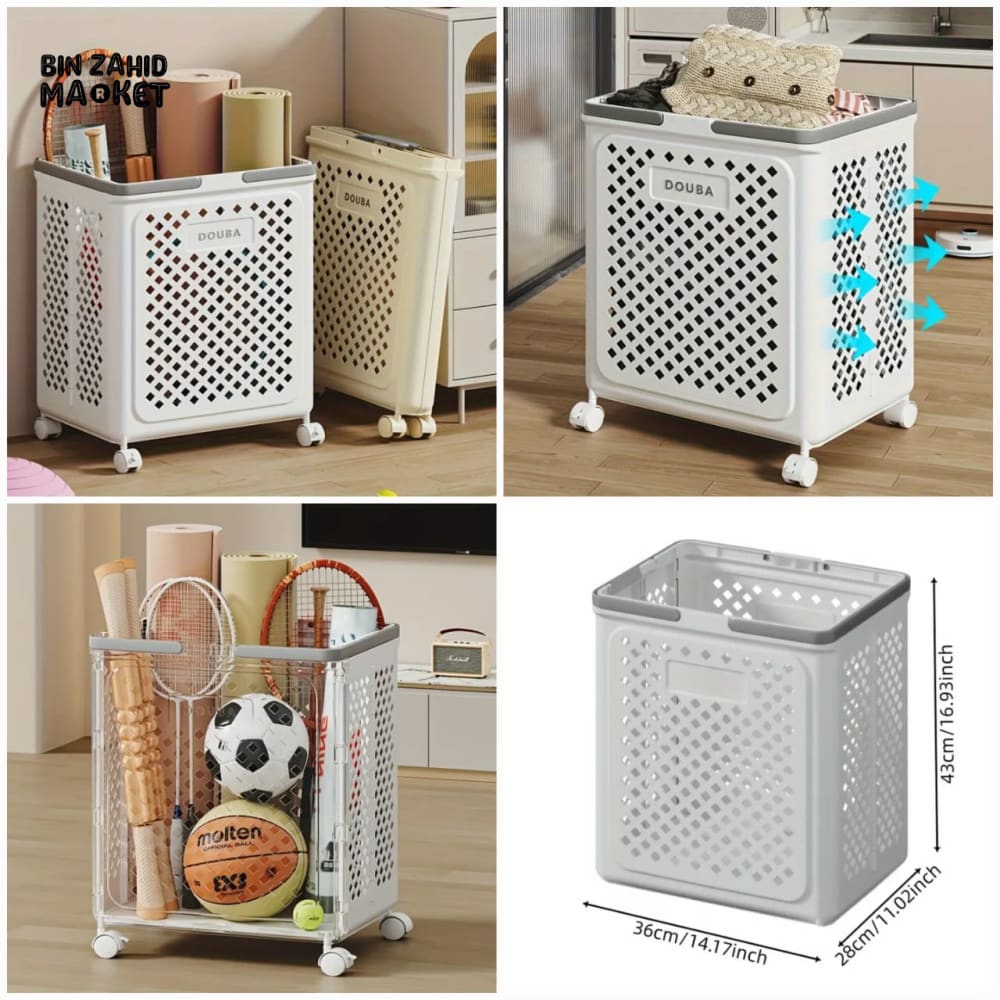 LuxorMove – Foldable Rolling Laundry Basket